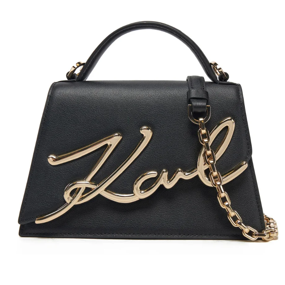 KARL LAGERFELD Czarna mała skórzana torebka K/signature 2.0