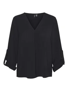 VERO MODA Damski top VMKAS LS V-Neck Top WVN GA NOOS, czarny, S - Koszulki i topy damskie - miniaturka - grafika 1