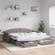 Sofy i kanapy - vidaXL Sofa rozsuwana z szufladami, taupe, 90x200 cm, tkanina - miniaturka - grafika 1