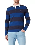 Koszulki męskie - GANT Męska koszulka polo Barstripe Ruggers, Dzień niebieski, S - miniaturka - grafika 1