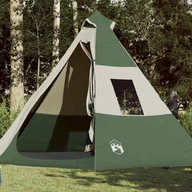 Namioty - vidaXL Namiot kempingowy, 7-os., zielony, 350x350x280 cm, tafta 185T - miniaturka - grafika 1
