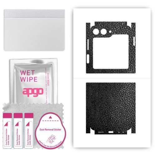 folia naklejka skórka strukturalna na TYŁ+BOKI do Samsung W24 Flip - Skóra Czarna - apgo SKINS