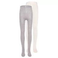 Rajstopy - Ewers Rajstopy dla niemowląt i dzieci, jednokolorowe, dwupak, rajstopy z bawełny dla dziewczynek w jednolitym kolorze, bawełna ekologiczna, certyfikat GOTS, Made in Europe, jasnoszary/biały, 98 cm - miniaturka - grafika 1