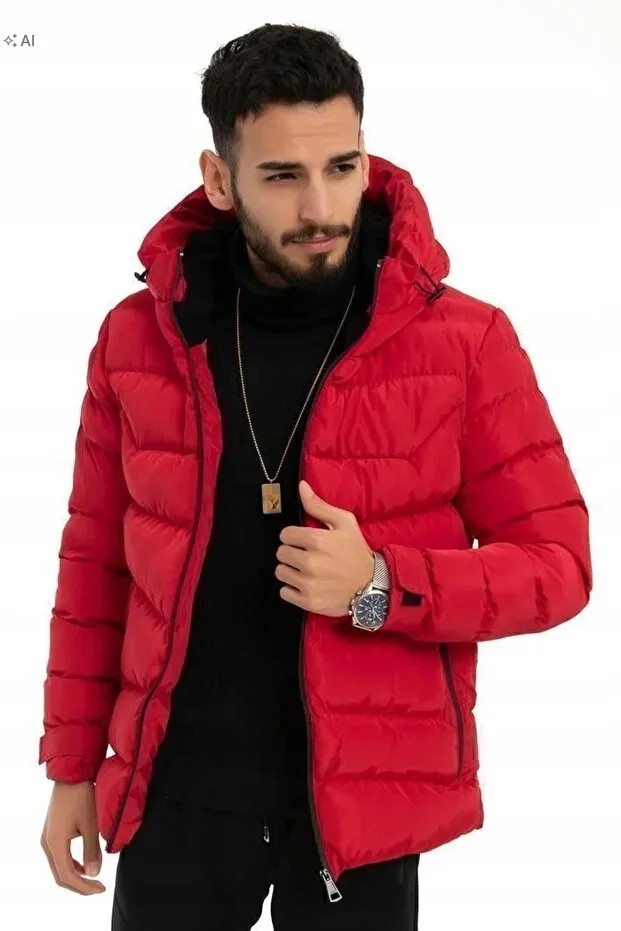 PIKOWANA KURTKA MĘSKA Z KAPTUREM W SPORTOWYM STYLU M 5IA