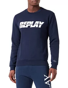 Replay Bluza męska, Niebieski 085, 3XL - Bluzy męskie - miniaturka - grafika 1