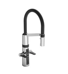 Hansa Fit - Elektroniczna bateria zlewozmywakowa Hybrid, elektroniczny zawór odcinający, czarny/chrom 65262213 - Baterie kuchenne - miniaturka - grafika 1