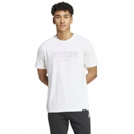 Koszulki męskie - Koszulka męska adidas Tech Linear Graphic biała IW2690 M - miniaturka - grafika 1