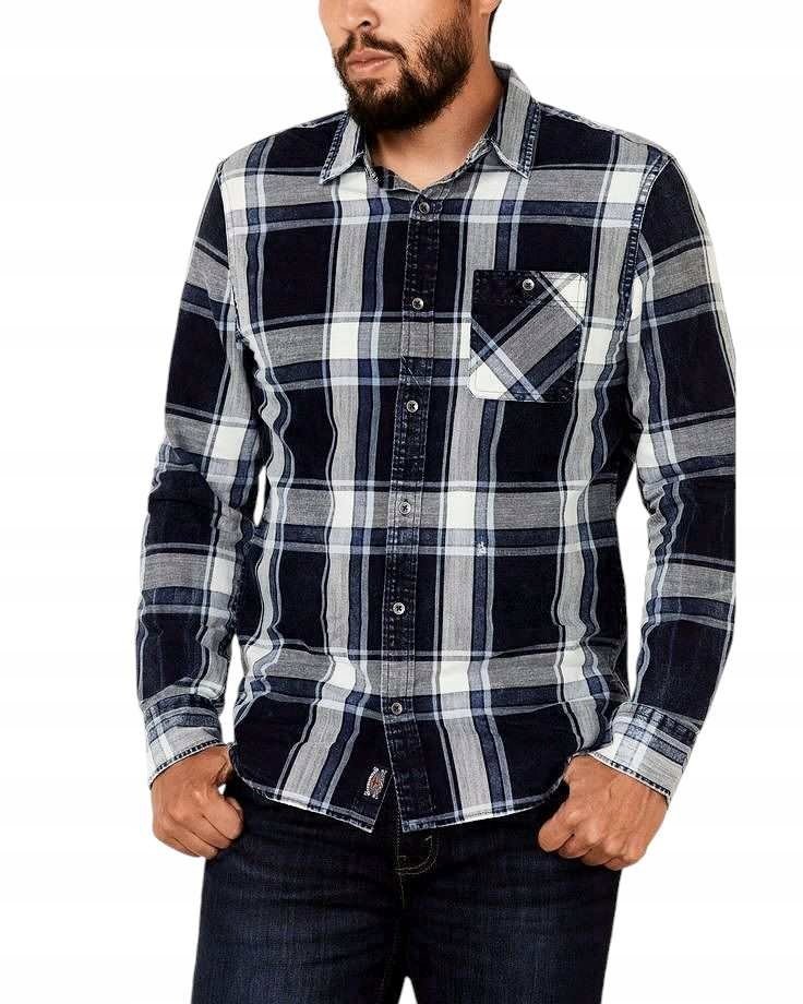 BAWEŁNIANA KOSZULA W KRATĘ rozpinana elegancka BAWEŁNA 50 52 5XL 6XL