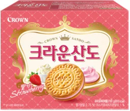 Ciasteczka Crown Sando z kremem truskawkowym 161g - Crown - Kuchnie świata - miniaturka - grafika 1