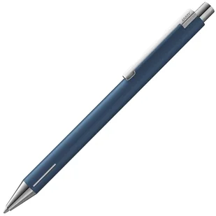 LAMY econ długopis 240 ze stali nierdzewnej z matowym indygo i charakterystycznie zakrzywionym klipem, w zestawie wkład o dużej pojemności M 16 czarny szerokość kreski M - Długopisy - miniaturka - grafika 1