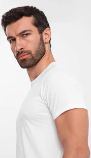 Męski klasyczny bawełniany T-shirt BASIC - biały V4 OM-TSBS-0146 3XL - Koszulki męskie - miniaturka - grafika 1