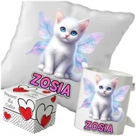 Gadżety dla niej i dla niego - Kubek + Poduszka Koty Kotki Kotek 330ml 40x40cm i Opakowanie Na Prezent i Imię - miniaturka - grafika 1