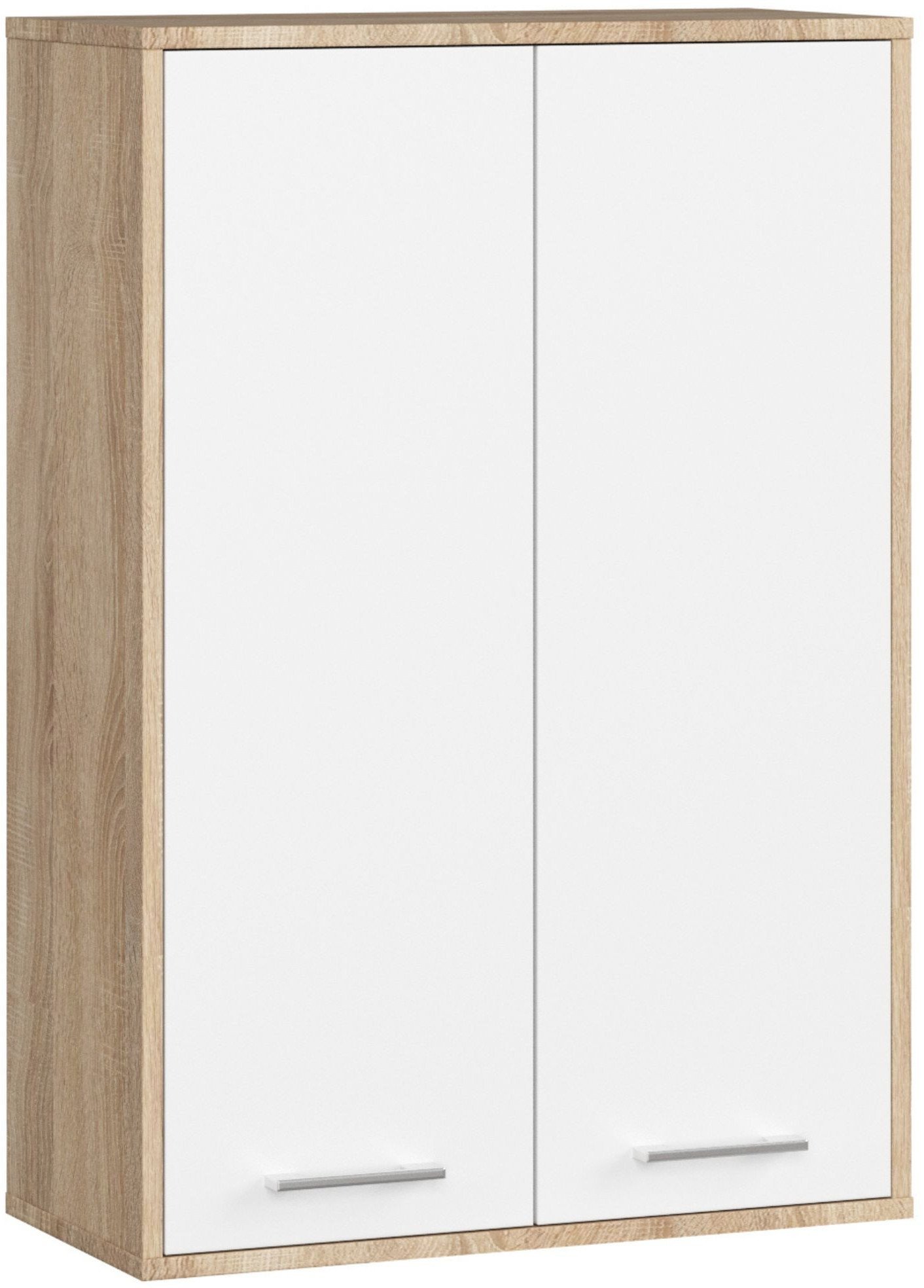 Szafka wisząca łazienkowa FIN 64 cm 2 drzwi 4 półki pojemna - sonoma biała