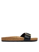 Klapki i japonki damskie - Tommy Hilfiger Klapki Cork Footbed Slip-On Sandals FW0FW09344 Czarny - miniaturka - grafika 1