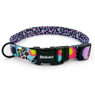 Obroża dla Psa Regulowana Crazy Leopard, wąska 2 cm, dla mniejszych psów i szczeniaków, okucia czarne-M 28-40 cm - Obroże dla psów - miniaturka - grafika 1