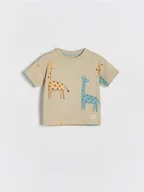 Bluzki dla niemowląt - Reserved - T-shirt z nadrukiem - oliwkowy - miniaturka - grafika 1