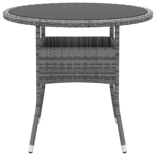 Lumarko Stolik ogrodowy, Ø80x75 cm, szkło hartowane i rattan PE, szary - Stoły ogrodowe - miniaturka - grafika 3