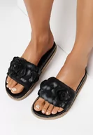 Klapki i japonki damskie - Czarne Klapki Eunile - miniaturka - grafika 1