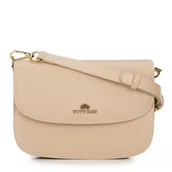 Torebki damskie - Damska crossbody ze skóry naturalnej beżowa - miniaturka - grafika 1