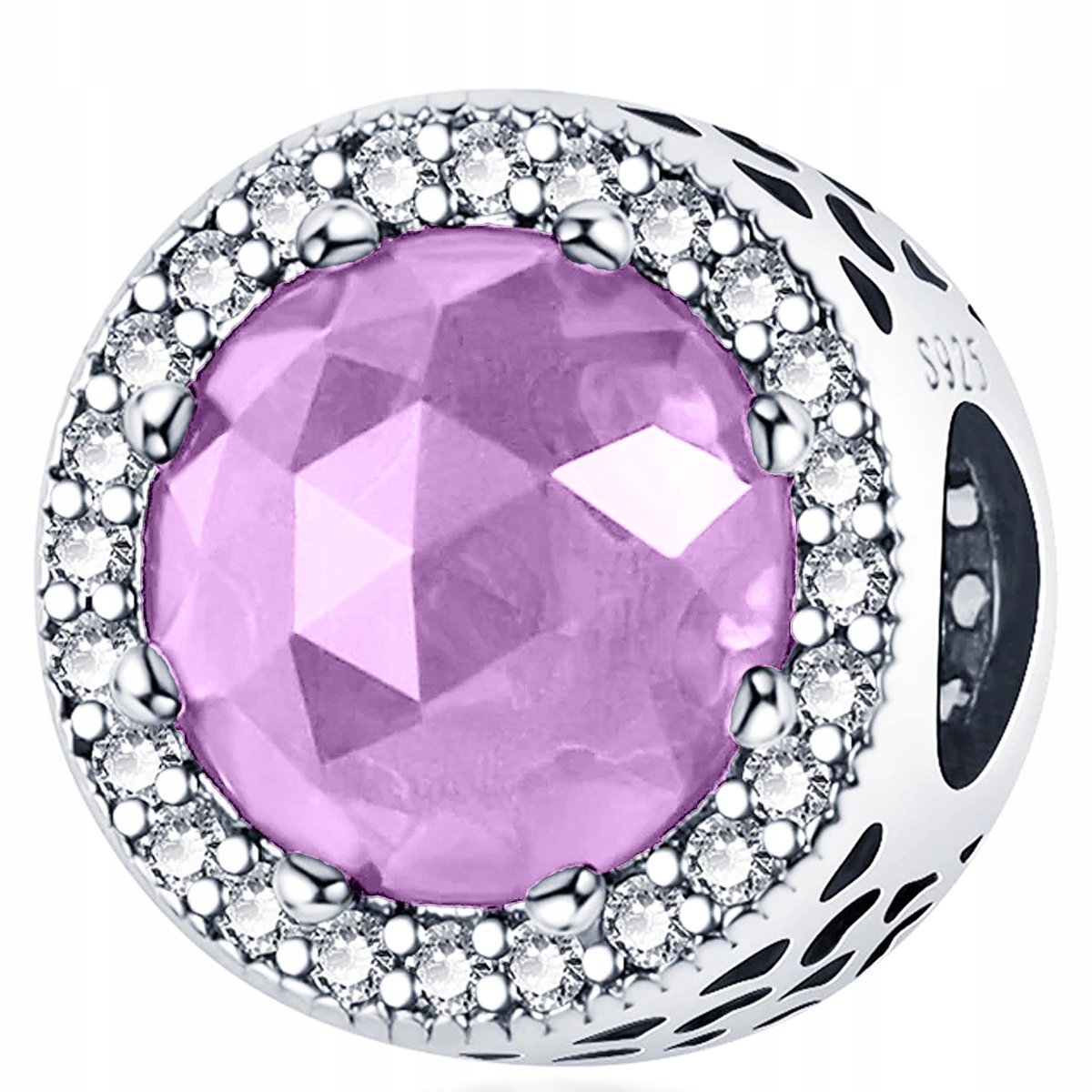 Charms Srebrny Kamień Klejnot Koralik z Kamieniem Cyrkonie SREBRO 925