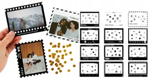 Zestaw 12x Naklejki Ramki Do Fuji Wide 400 / 300 / Sp-3 / Polaroid Now / Now+ 600 - Czarno Białe - Akcesoria fotograficzne - miniaturka - grafika 1