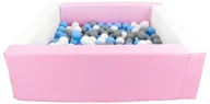 Suche baseny - Kwadratowy suchy basen z ekoskóry z 200 piłeczkami (biały, różowy (pastel)/biały, jasnoniebieski, szary) - miniaturka - grafika 1