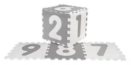 Maty edukacyjne - Mata biało-szara z 9 Puzzli dla dzieci 10m+ Wyjmowane cyfry litery + Pianka EVA + Powłoka antybakteryjna Ag+ - miniaturka - grafika 1