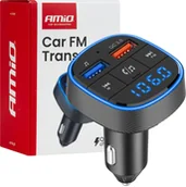 Transmitery FM - Transmiter samochodowy fm 2×usb-a 12v 24v amio-04648 - miniaturka - grafika 1