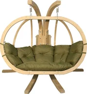 Fotele ogrodowe wiszące - Elior Pistacjowy fotel kula do ogrodu - Parys 3X - miniaturka - grafika 1