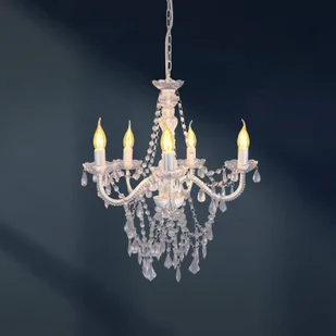 Näve Żyrandol Cecilia, biały, żelazo/akryl, Ø 52 cm, 5-punktowa. - Lampy sufitowe - miniaturka - grafika 1