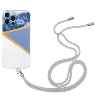König Design Etui kompatybilne z Apple iPhone 13 Pro Max Plastikowe etui na telefon komórkowy z łańcuszkiem - Etui na telefon komórkowy szare - Etui i futerały do telefonów - miniaturka - grafika 1