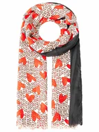 Apaszki i szaliki damskie - Zwillingsherz Szal w kolorze beżowo-czerwono-czarnym - miniaturka - grafika 1