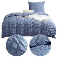 Pościel - Pościel 140 x 200 2cz Kora Jednolita Creasy Granat - miniaturka - grafika 1