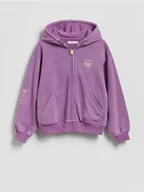 Bluzy dla dziewczynek - Reserved - Bawełniana bluza z kapturem - ciemnofioletowy - miniaturka - grafika 1