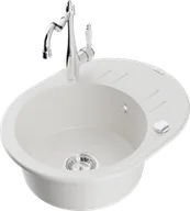 Zlewozmywaki z baterią - Mexen Kevin zlewozmywak granitowy 1-komorowy z ociekaczem i baterią kuchenną Carla, biały - 6517-20-670700-00 - miniaturka - grafika 1