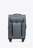 Walizki - Średnia walizka miękka dwukolorowa szaro - czarna - miniaturka - grafika 1