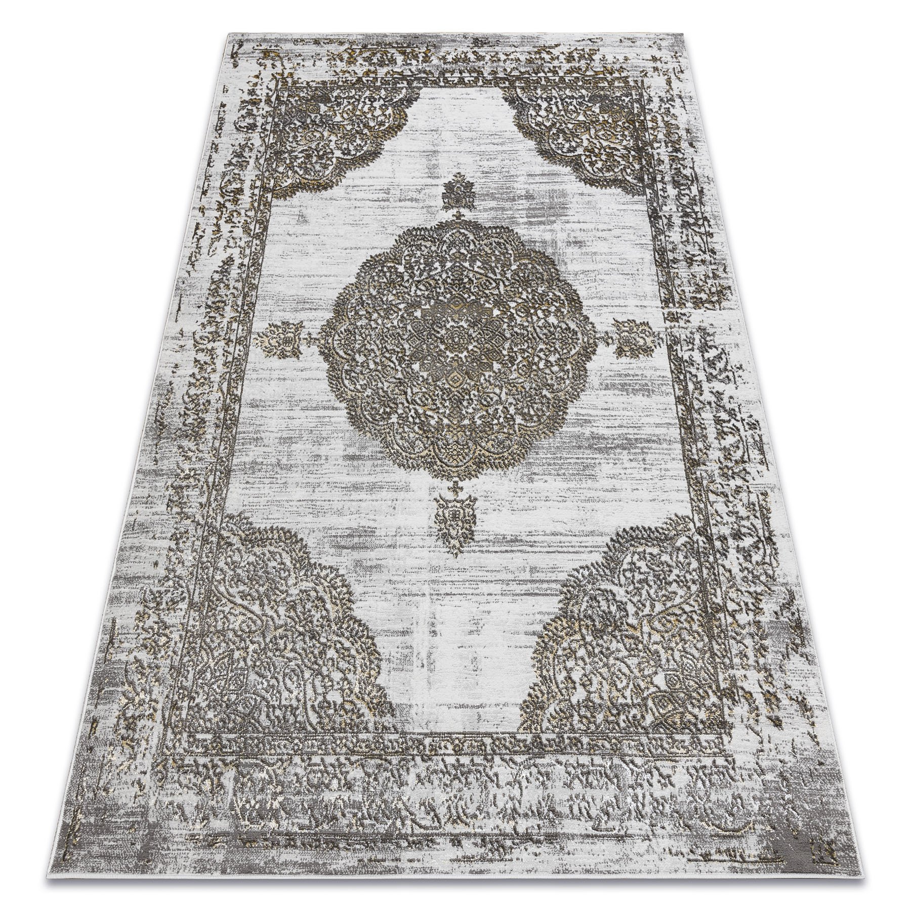 Dywan LIRA E1468 Rozeta, strukturalny, nowoczesny, glamour - / złoty szary 120x170 cm