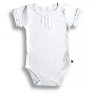 Nanaf Organic Retro, Body z krótkim rękawem z żabotem, białe - Body dla niemowląt - miniaturka - grafika 1