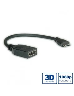 VALUE Kabel przejściówka HDMI High Speed z Ethernet typ A-C 0.15m - Kable - miniaturka - grafika 1