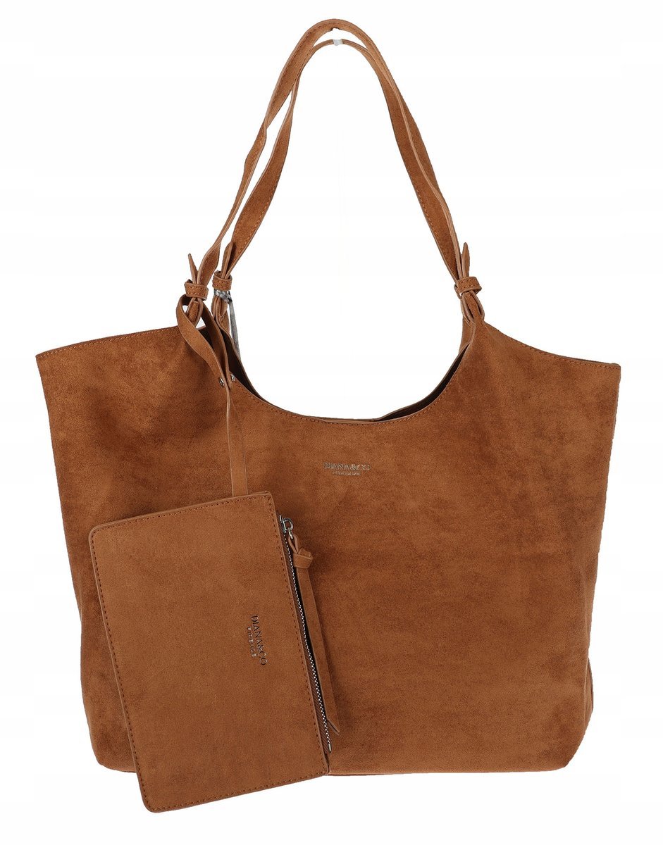 Torebka Damska Shopperka łódka A4 torba zamszowa na Ramię DJC901 Brązowa