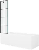 Wanny - Mexen Cubik wanna prostokątna 150 x 70 cm z obudową i parawanem 1-skrzydłowym 50 cm, czarny wzór - 550315070X9505007077 - miniaturka - grafika 1