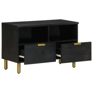 vidaXL Szafka pod TV czarna 70x33x46 cm materiał drewnopochodny - Szafki RTV - miniaturka - grafika 1