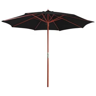 vidaXL Parasol ogrodowy na drewnianym słupku, 300x258 cm, czarny vidaXL - Parasole ogrodowe - miniaturka - grafika 1