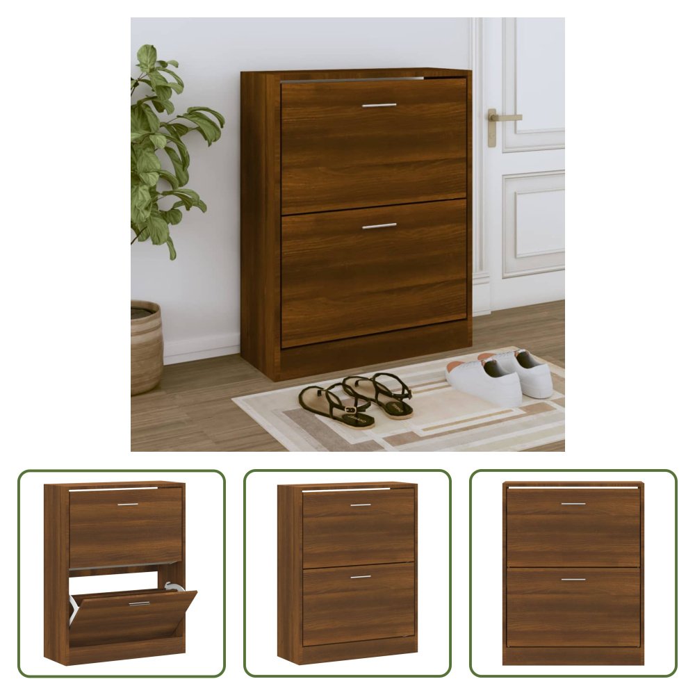 The Living Store Szafka na buty brązowy dąb 63x24x81 cm materiał drewnopochodny