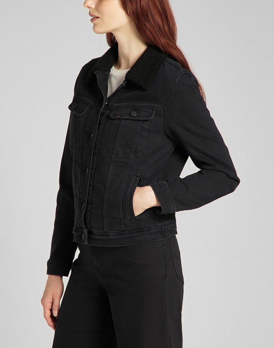 Lee Sherpa Rider Damska Kurtka Jeansowa Black Parker L54Vokss-Xs