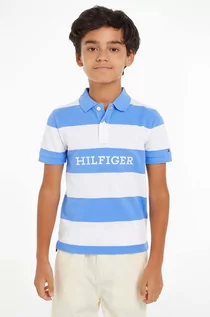 Koszulki dla chłopców - Tommy Hilfiger polo bawełniane dziecięce kolor niebieski wzorzysty - grafika 1