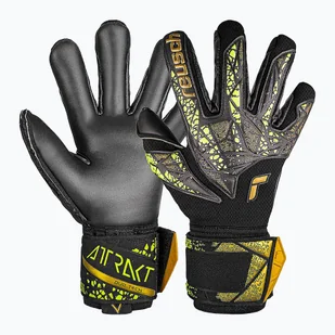 Rękawice bramkarskie Reusch Attrakt Duo Finger Support black/gold/yellow/black - Piłka nożna - miniaturka - grafika 1