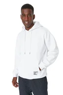 Bluzy męskie - TRENDYOL MAN BIAŁA BLUZA MĘSKA Z KAPTUREM I KIESZENIĄ KANGURKĄ M 5DA - miniaturka - grafika 1