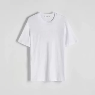 Koszulki męskie - Reserved - Bawełniany t-shirt regular - Biały - grafika 1