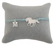 Bransoletki - Bransoletka sznurkowa konik koń LITERKA SREBRO 925 - miniaturka - grafika 1